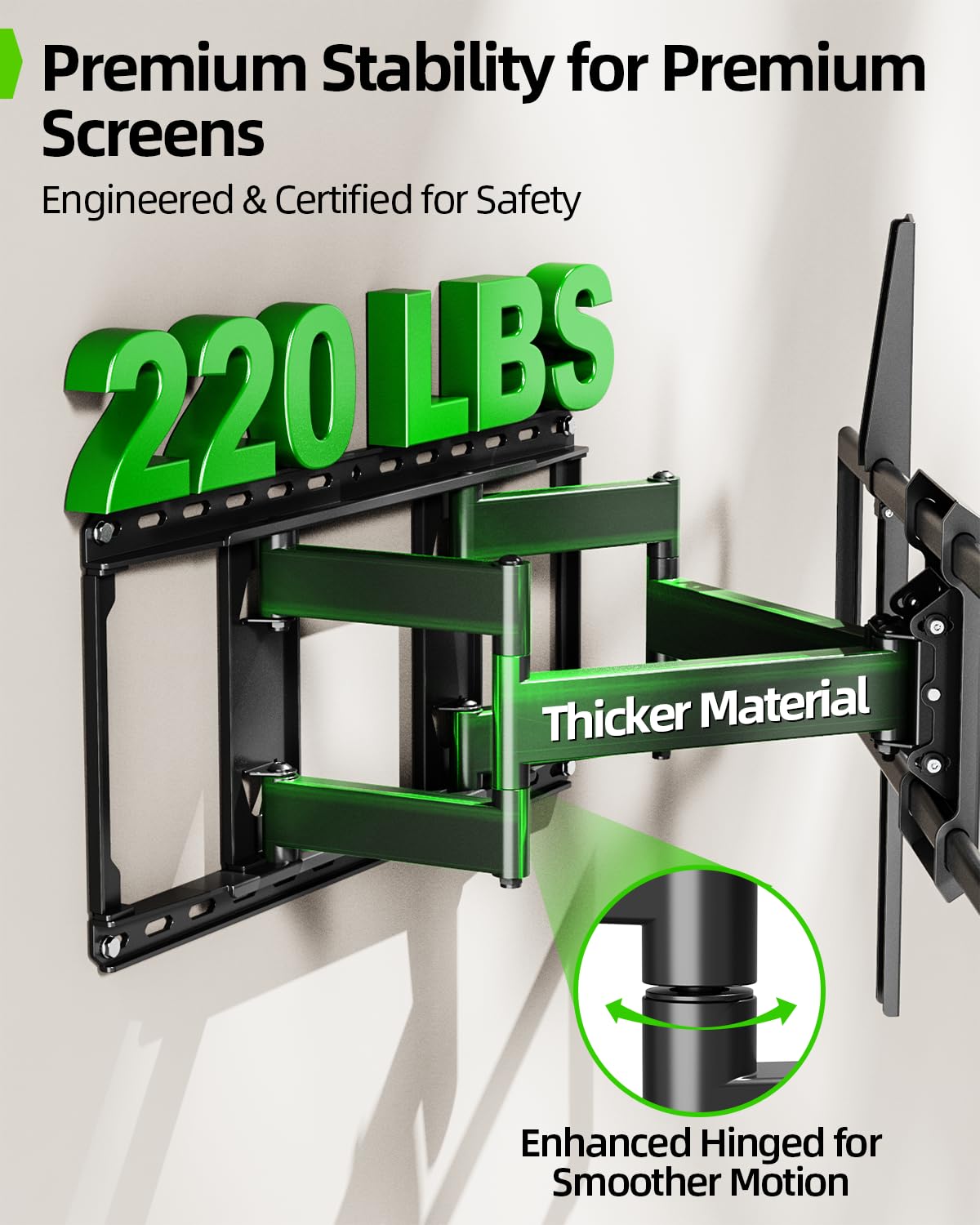 USX MOUNT Heavy Duty Full Motion TV Wall Mount for 60-120 Inch TVs, Holds 220lbs, 28" Extension Wall Bracket, Preassembled TV Mount for 65" 75" 85"