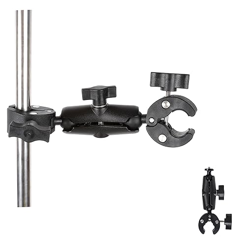 Double Clamp Camera Mount Bracket,Monitor Magic Socket Arm w/1/4"-20 Ball Head for Desk Photo Studio Light Stand, Photography Reflector, Photo Boom