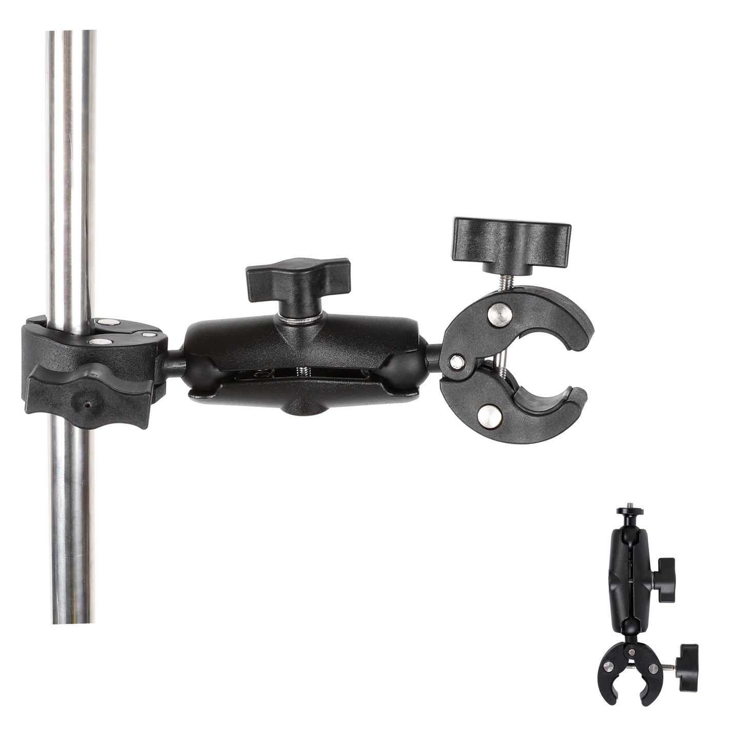 Double Clamp Camera Mount Bracket,Monitor Magic Socket Arm w/1/4"-20 Ball Head for Desk Photo Studio Light Stand, Photography Reflector, Photo Boom