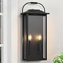Lawyettle Large Size Dusk to Dawn Outdoor Wall Light, 24 Inch Exterior Wall Sconce 2-Light, Modern Matte Black Outdoor Wall Lantern, Waterproof