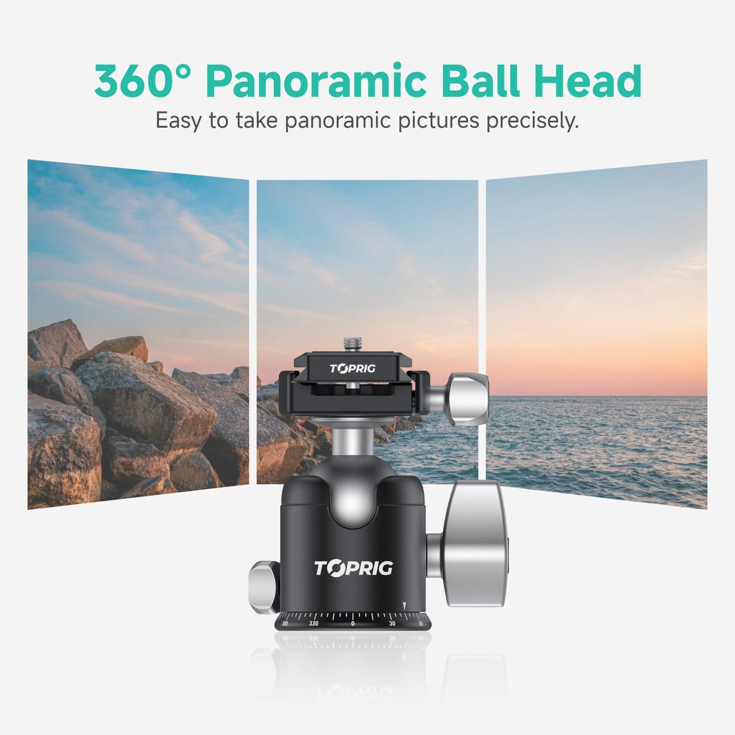 Accsoon Toprig Tripod Ball Head with 36mm Sphere &3 KG Load Capacity, 51 mm ballhead 360° Panoramic Shooting, Arca Swiss Quick Release Plate