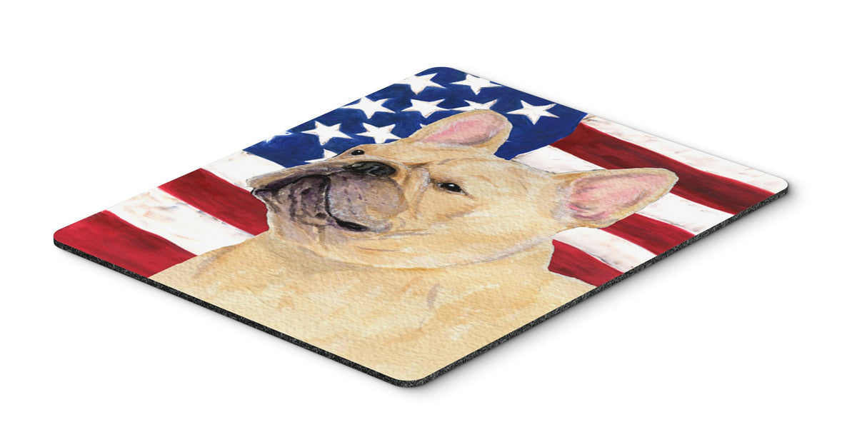 Caroline's Treasures SS4047MP USA American Flag with French Bulldog Mouse Pad, Hot Pad or Trivet for Home Office Gaming Working Computers Laptop Mouse