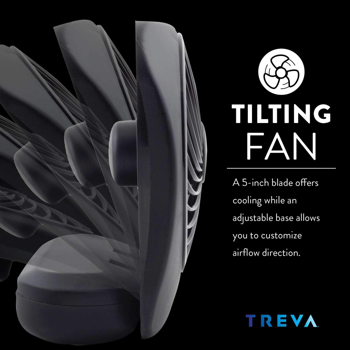 O2COOL Treva 5 in Portable Battery Powered Desk Fan 2-Speed Black 2-Pack