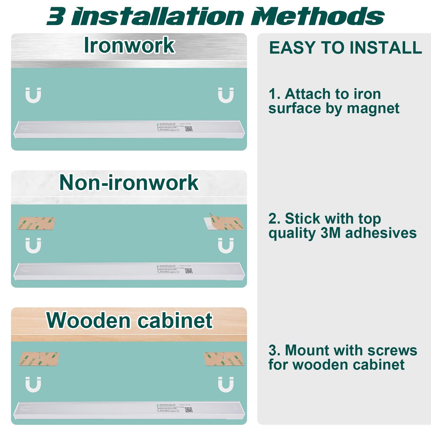 Alivation 60 LED Closet Lights Battery Powered LED Lights, Bright Under Cabinet Lighting, Motion Sensor Light Indoor, Wireless Lights, 2400mah