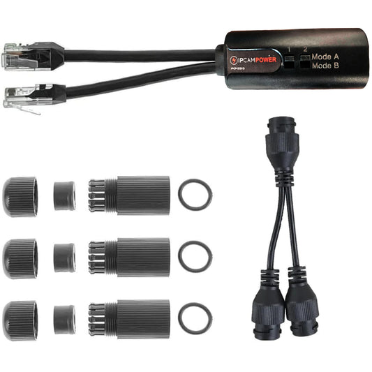 IPCamPower POE Combiner Splitter Adapter, Run 2 IP Cameras on 1 Cable, Works on All POE Switches, POE NVR and POE Cameras, Mode A and B POE Compatible