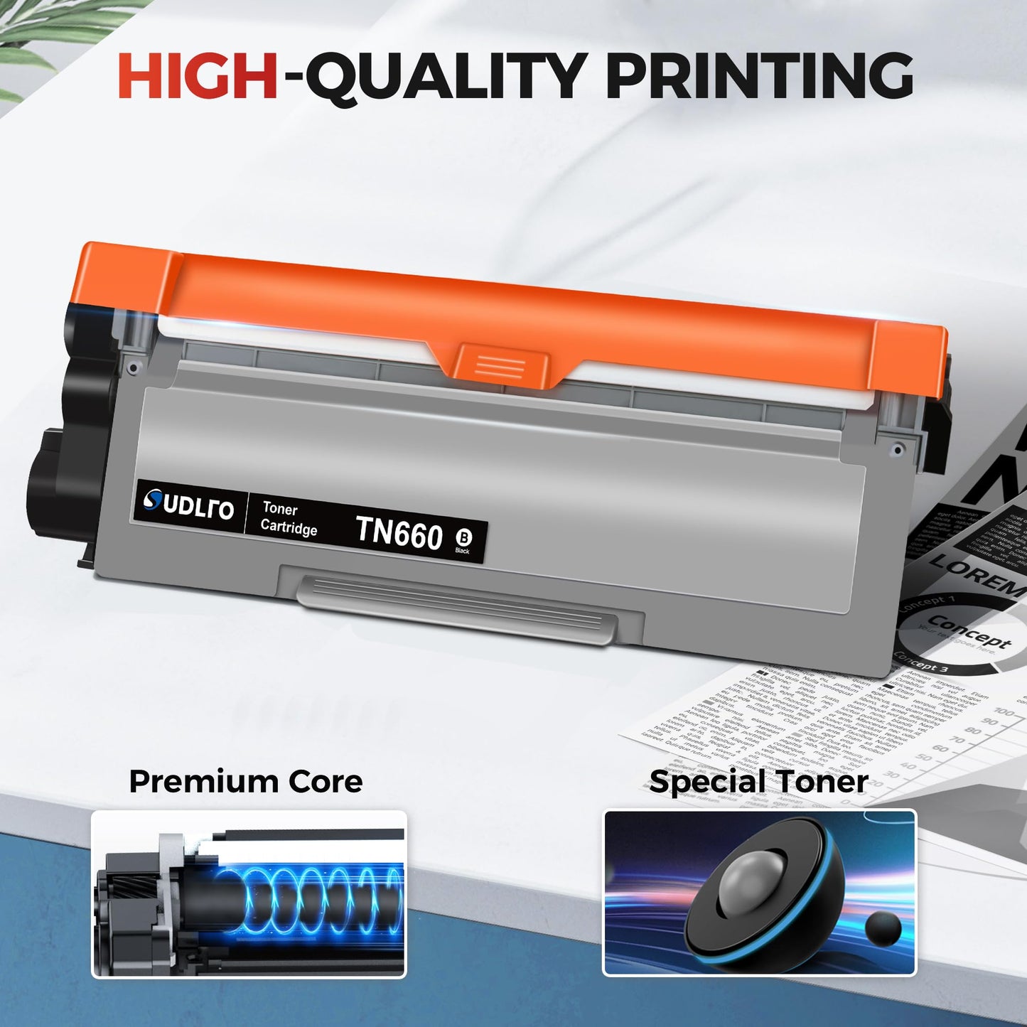 SUDLTO TN660 TN-660 Toner Cartridge - Replacement for Brother TN660 TN630 TN-630 TN-660 Use for HL-L2300D HL-L2380DW HL-L2320D DCP-L2540DW HL-L2340DW
