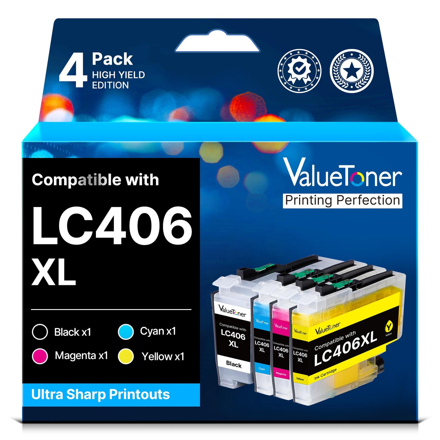 Valuetoner LC406XL LC406 XL Ink Cartridge for Brother Printer LC406 Ink Cartridges LC 406 XL High Yield use with MFC-J4535DW MFC-J4335DW MFC-J5855DW