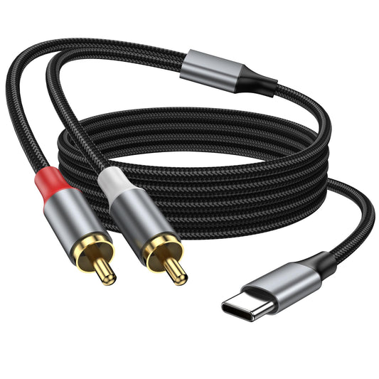 KAYQINHO 6.6FT USB C to RCA Audio Cable, USB C to 2 RCA Type C to RCA Male to Male Y Splitter Cord for iPhone 17 16 Series, Galaxy S24/23, Home