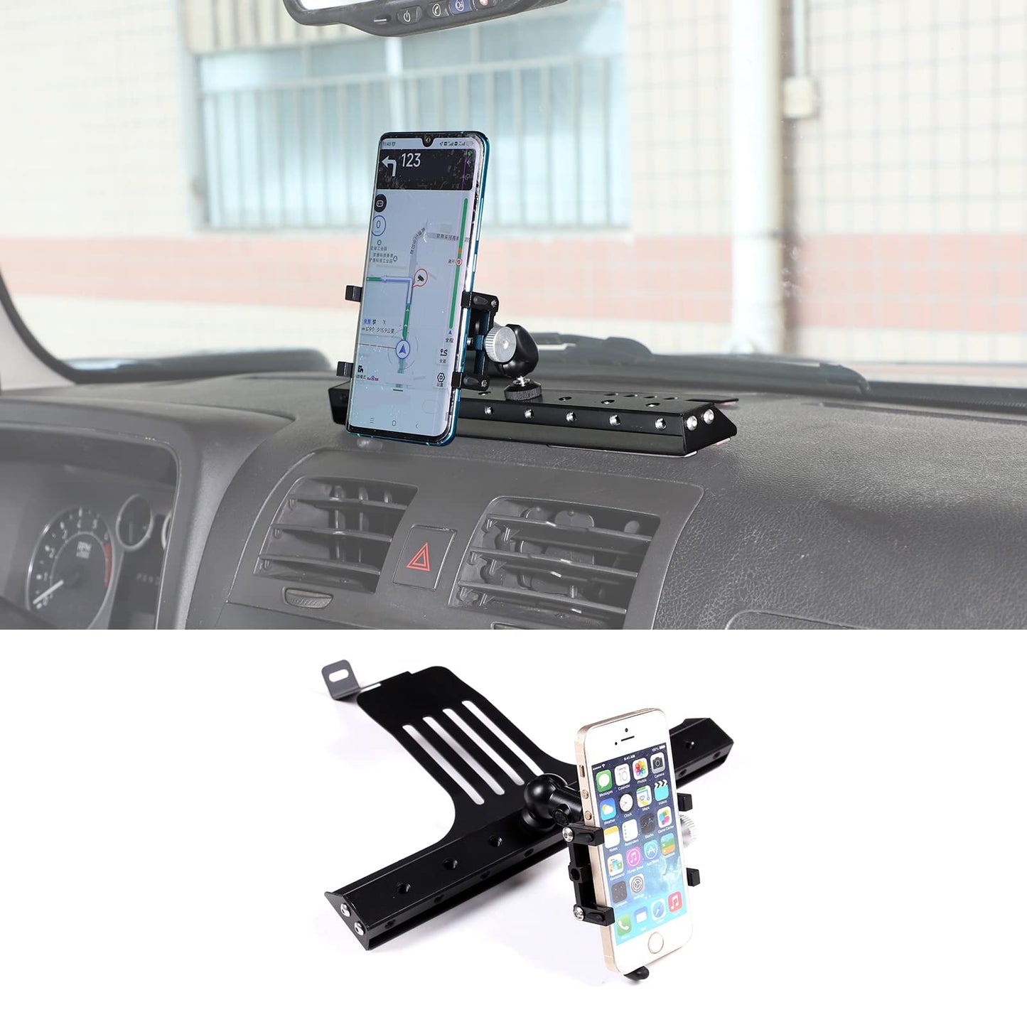 PIUGILH Car Instrument Panel Track Mobile Phone Holder Trim for Hummer H3 2005-2009 Central Control Air Vent Multifunctional Mobile Phone