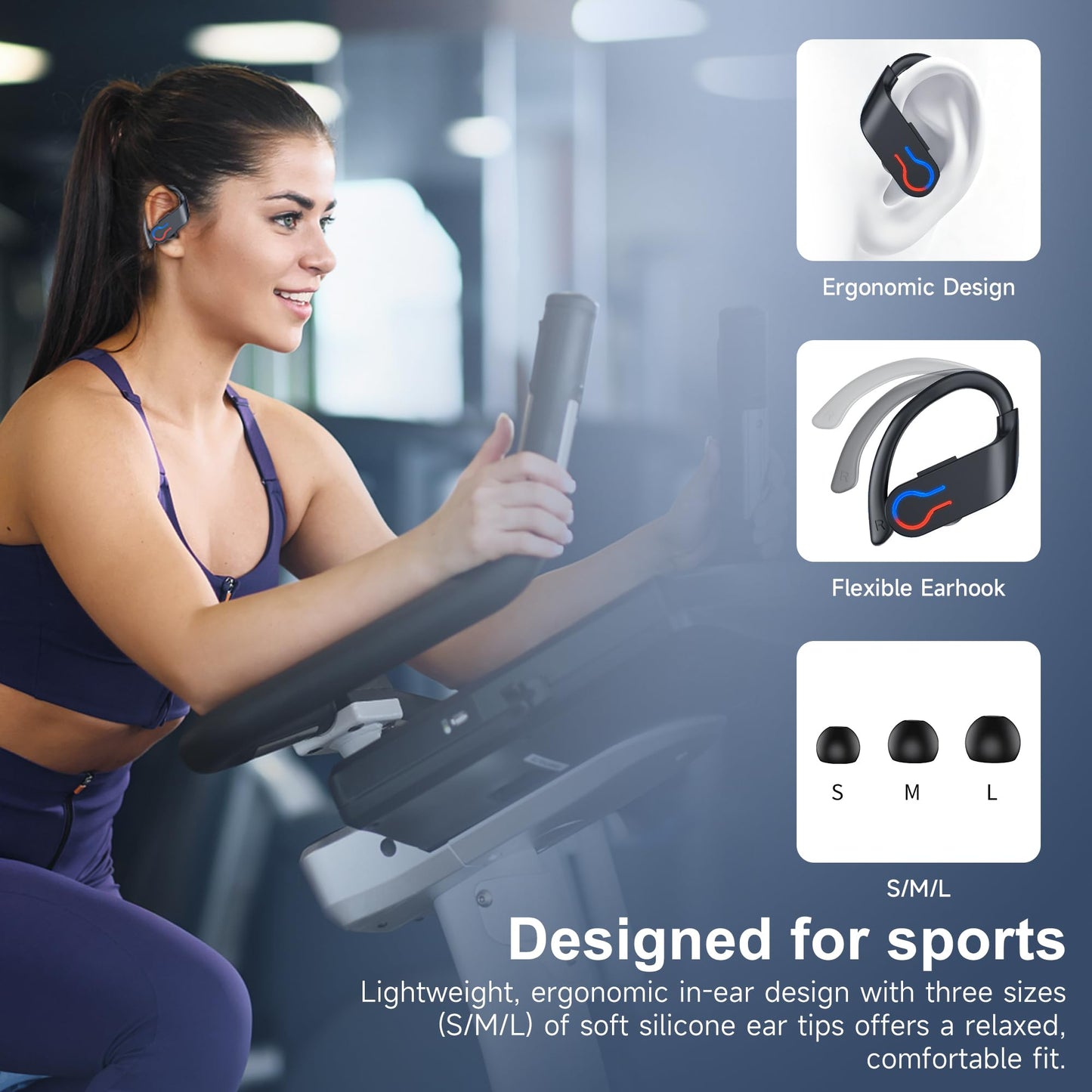 Wireless Earbuds 120hrs Bluetooth 6.1 Headphone Sport, 2026 Bluetooth Earbuds with Fast Charging Case Dual LED Display Earphones ENC Noise Cancelling