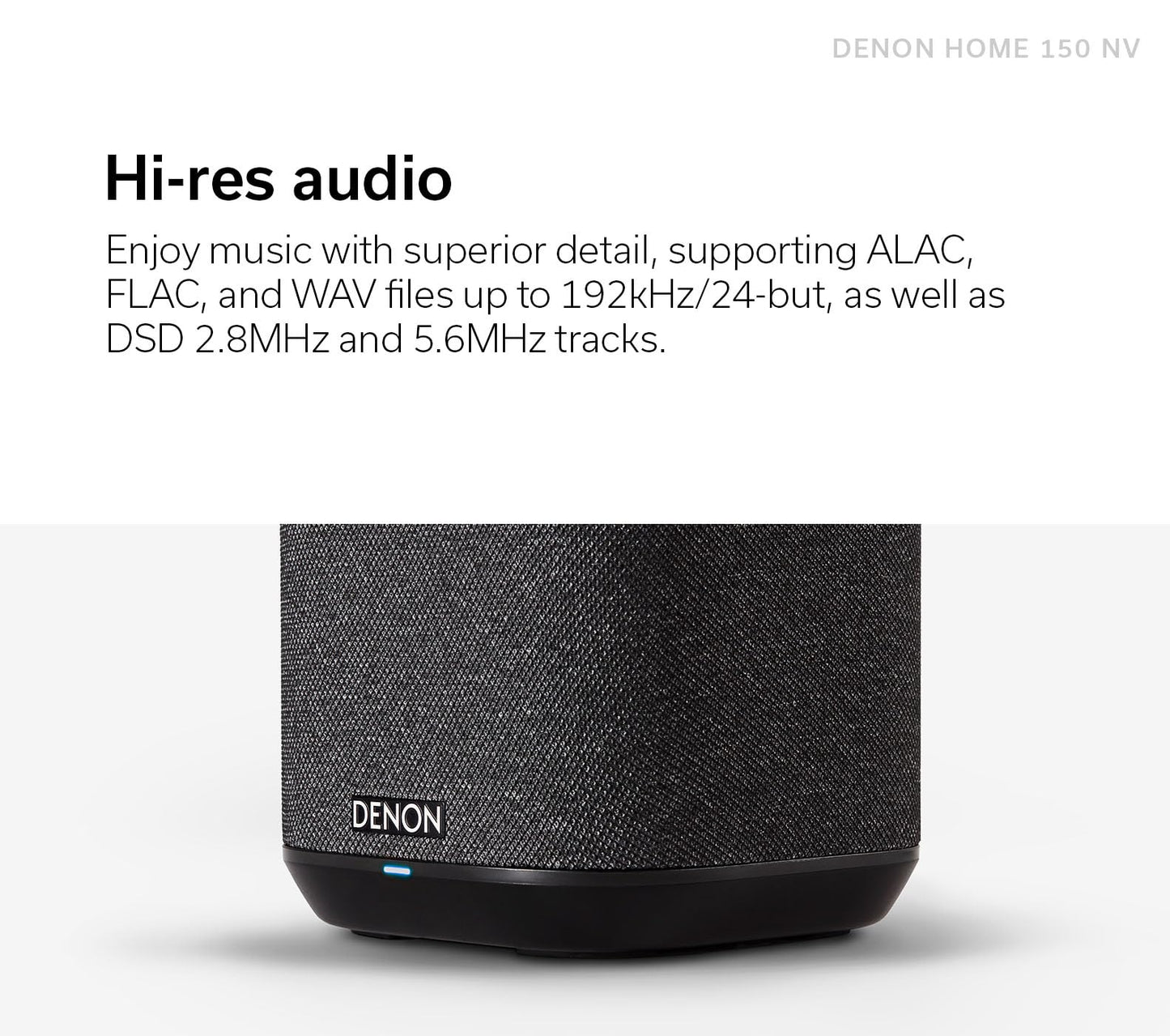 Denon Home 150 NV Wireless Speaker (2024 Model), Home Speaker with HEOS Built-in, AirPlay 2 & Bluetooth, Multi-Room Streaming, Simple Setup, Compact