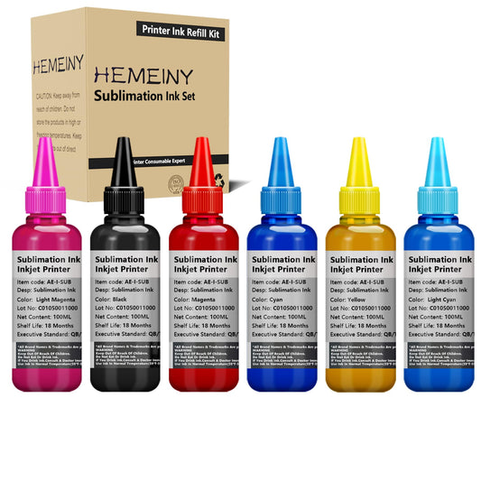 HEMEINY 6X100ml Botttle Sublimation Ink Works with Stylus Photo 1400 PX700W PX800FW P50 PX830FWD Artisan 1430 600 700 800 710 810 837 Printers