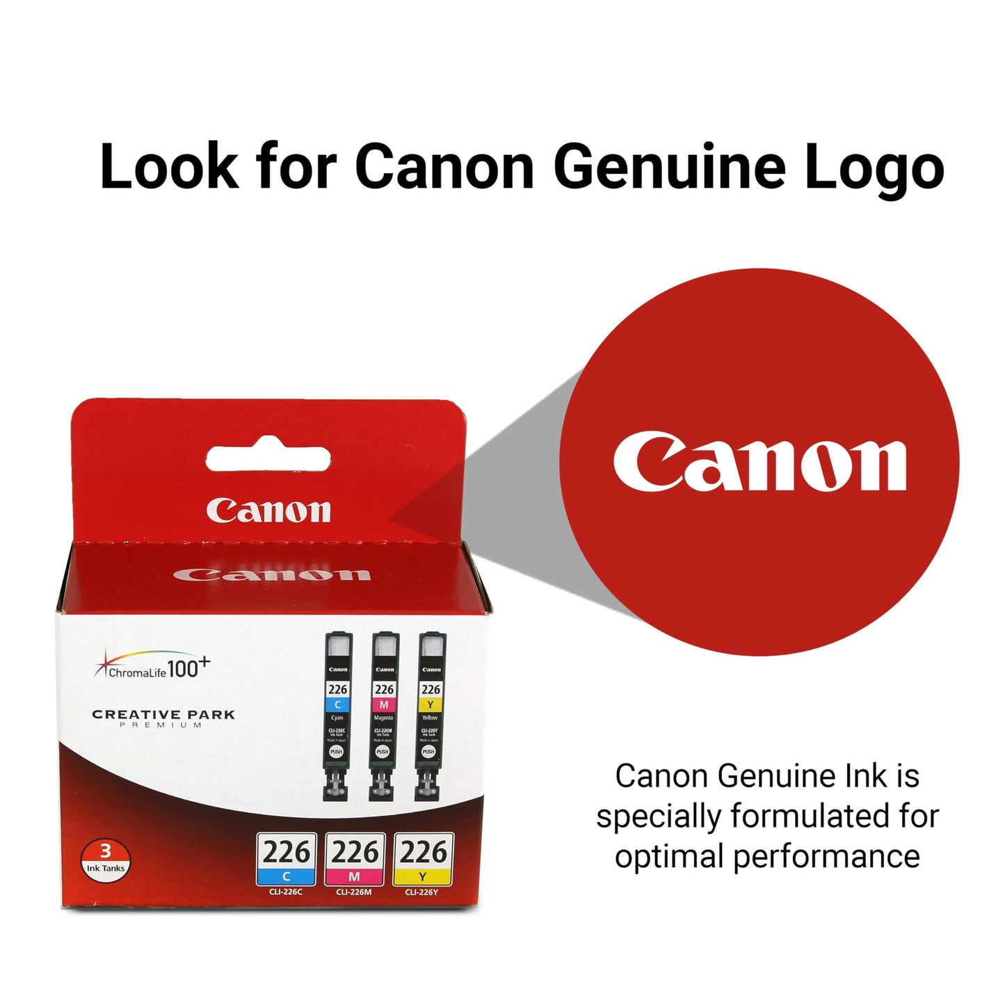 Canon CLI-226 Genuine Three Color Multi Pack, Compatible with iP4820, MG5220, MG5120, MG6120, MG8120, MX882, iX6520, iP4920, MG5320, MG6220, MG8220