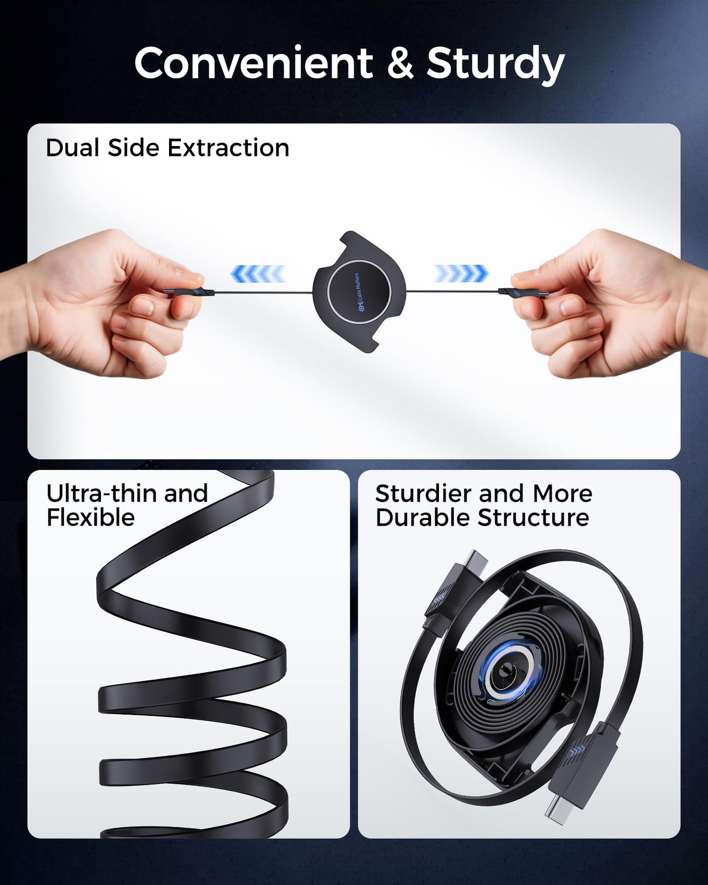 Cable Matters 2-Pack Retractable USB C Cable 2.8ft, Supports Up to [60W Charging, 480Mbps] Compatible with Apple CarPlay, Android Auto, USB C Charger