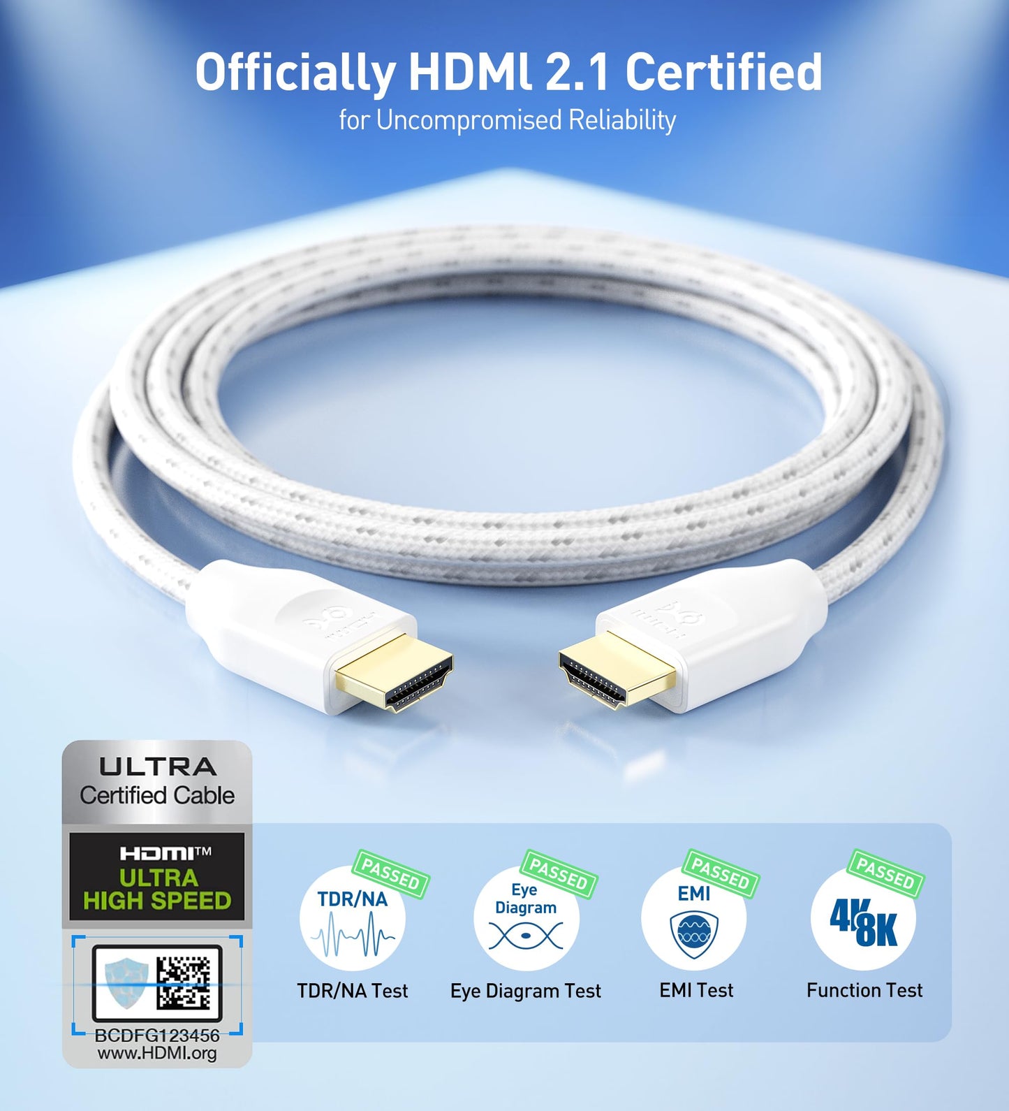 Cable Matters [Ultra High Speed HDMI Certified] Braided 48Gbps 8K HDMI Cable 6.6 ft / 2m with 8K@60Hz, 4K@240Hz and HDR Support for PS5, Xbox Series