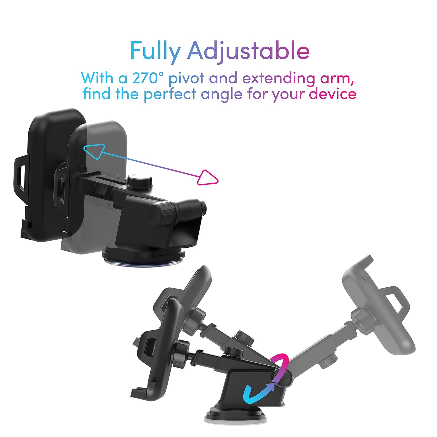 TALK WORKS Car Windshield & Dash Phone Holder Compatible w/iPhone 15/15 Pro/15 Pro Max, 14/14 Plus/14 Pro/14 Pro Max, 13/Mini/Pro/Max, Apple & Android
