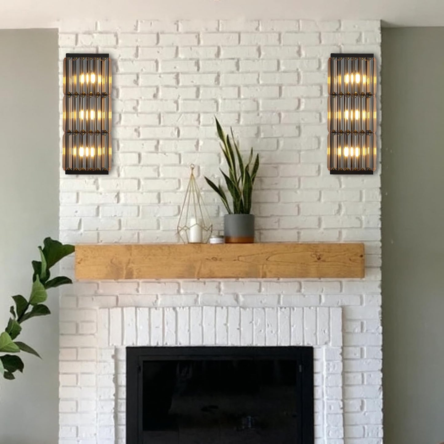 RONGHUAFUGUI Rustic Black Wall Sconce with Glass Vintage Antique Wall Light Fixture Retro Farmhouse Mid Centry Wall Sconce for Bedroom, Living Room