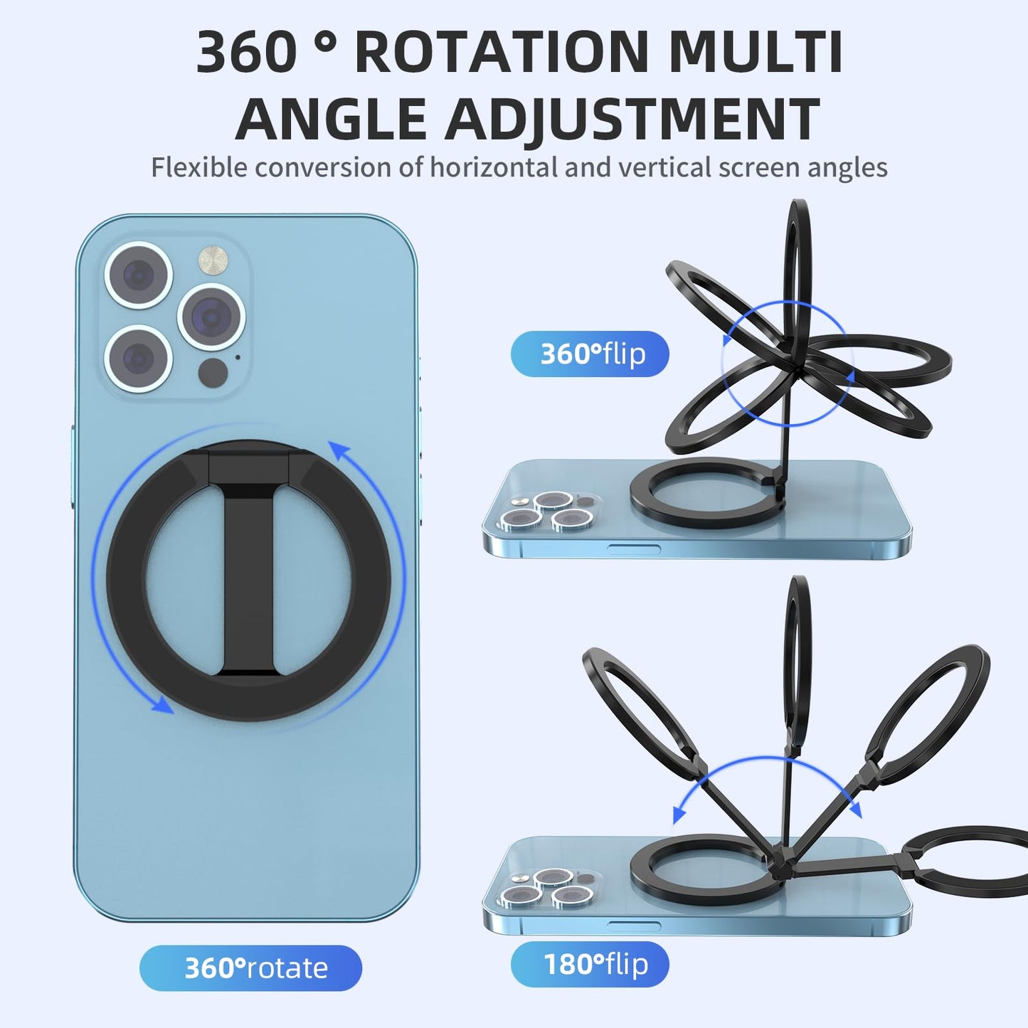 Rimyam Magnetic Phone Ring Holder for MagSafe 360°Rotation Finger Grip Stand Adjustable Cellphone Kickstand Mag Safe Accessories for iPhone