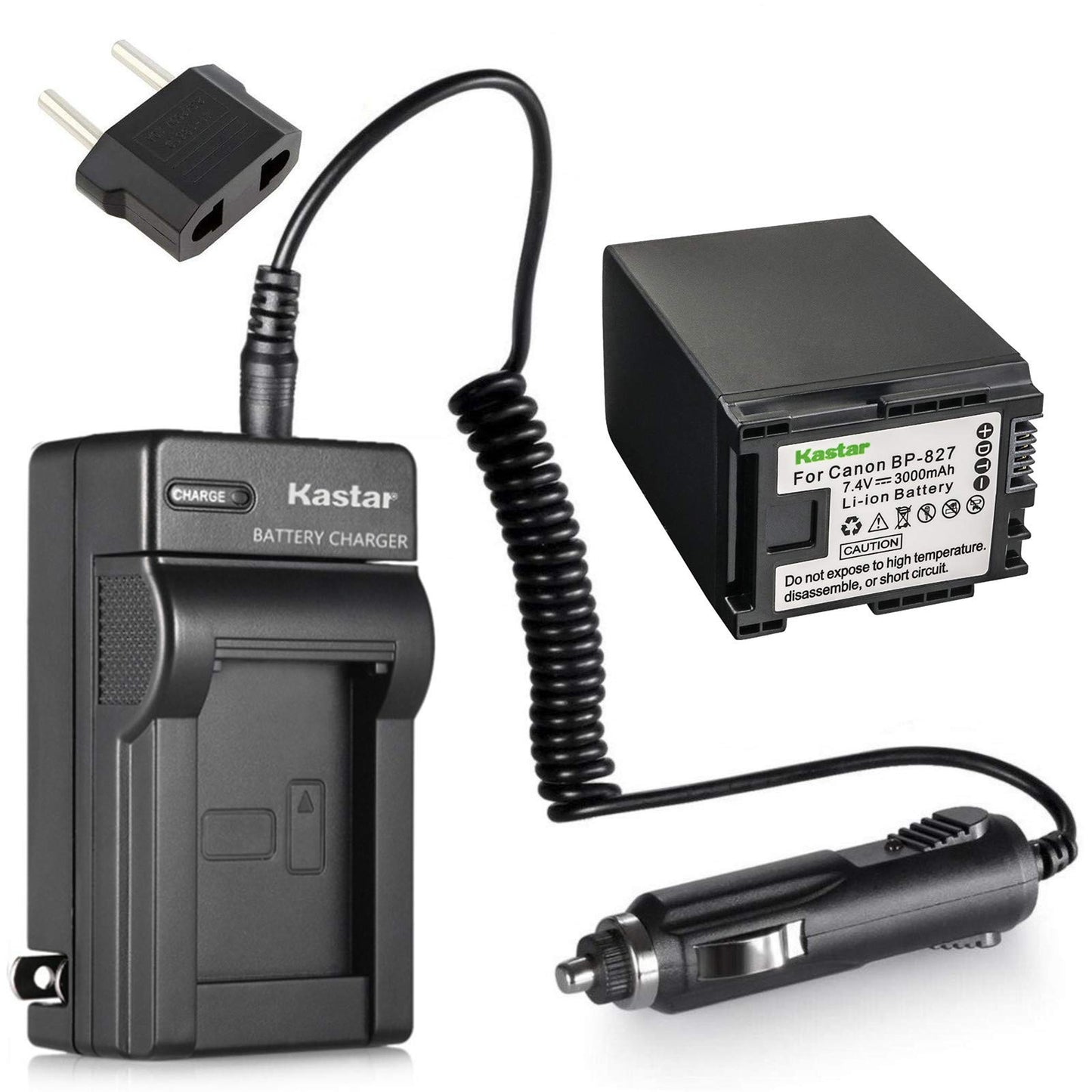 Kastar BP-827 Battery 1X + Charger for Canon VIXIA HF10 HF11 HF20 HF21 HF100 HF200 HF G10 HF M30 M31 M32 HF M40 HF M41 HF M300 HF M400 HF S10 HF S11
