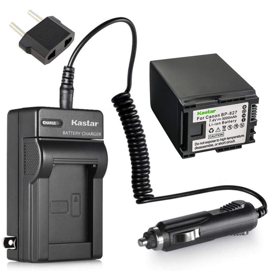 Kastar BP-827 Battery 1X + Charger for Canon VIXIA HF10 HF11 HF20 HF21 HF100 HF200 HF G10 HF M30 M31 M32 HF M40 HF M41 HF M300 HF M400 HF S10 HF S11