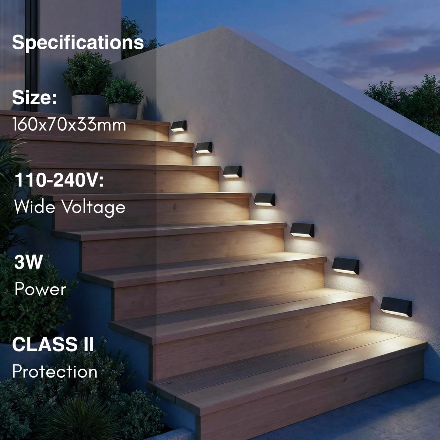 ZONK Outdoor Indoor LED Step Lights 110V -240V, Waterproof IP65 Stairway Lights, Non-dimmable 4000K Exterior Landscape Deck Patio Lights for House