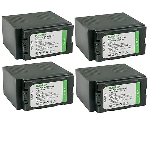 Kastar 4-Pack CGR-D54 Battery Replacement for Panasonic CGA-D54Pro, CGR-D54S, CGR-D54SE Battery, AG-B23P, DE-A20, DE-A88C, VSK0581 Charger, HDC-Z10000