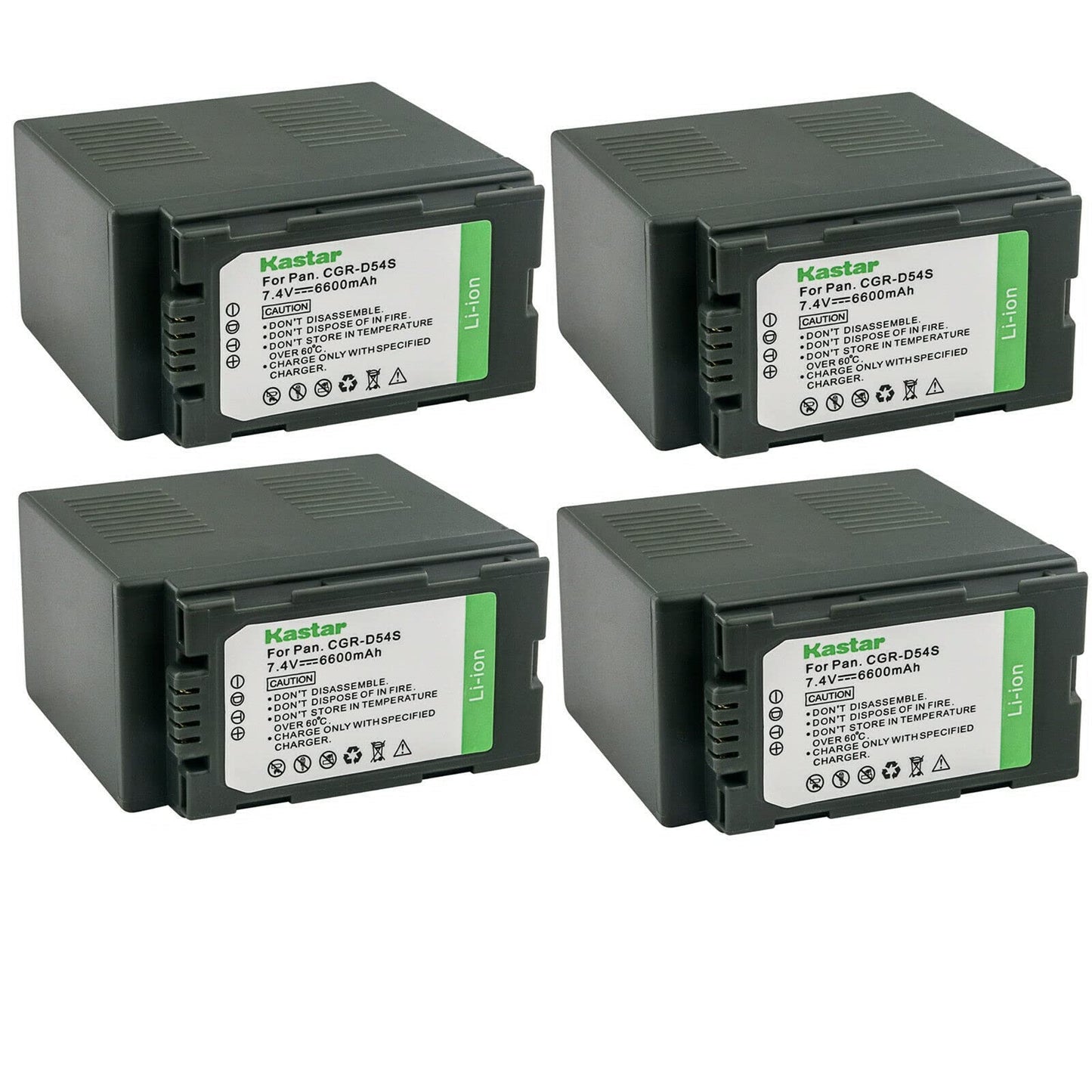 Kastar 4-Pack CGR-D54 Battery Replacement for Panasonic CGA-D54Pro, CGR-D54S, CGR-D54SE Battery, AG-B23P, DE-A20, DE-A88C, VSK0581 Charger, HDC-Z10000
