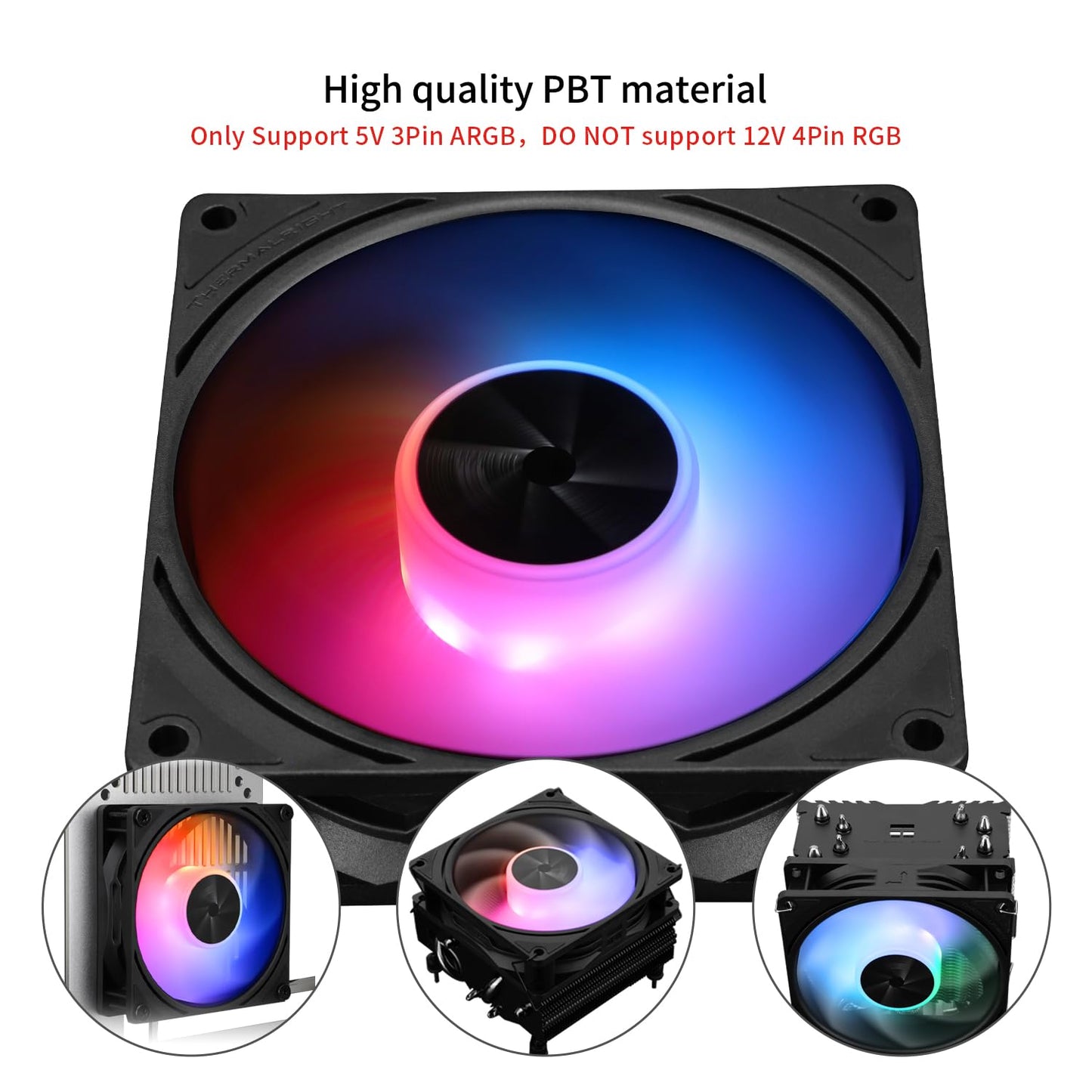 THERMALRLGHT TL-P9-S 92mm ARGB PWM PC CPU Case Fan, 2200RPM, 3.62" L x 92mm W x 25mm H, Desktop, Laptop Compatible