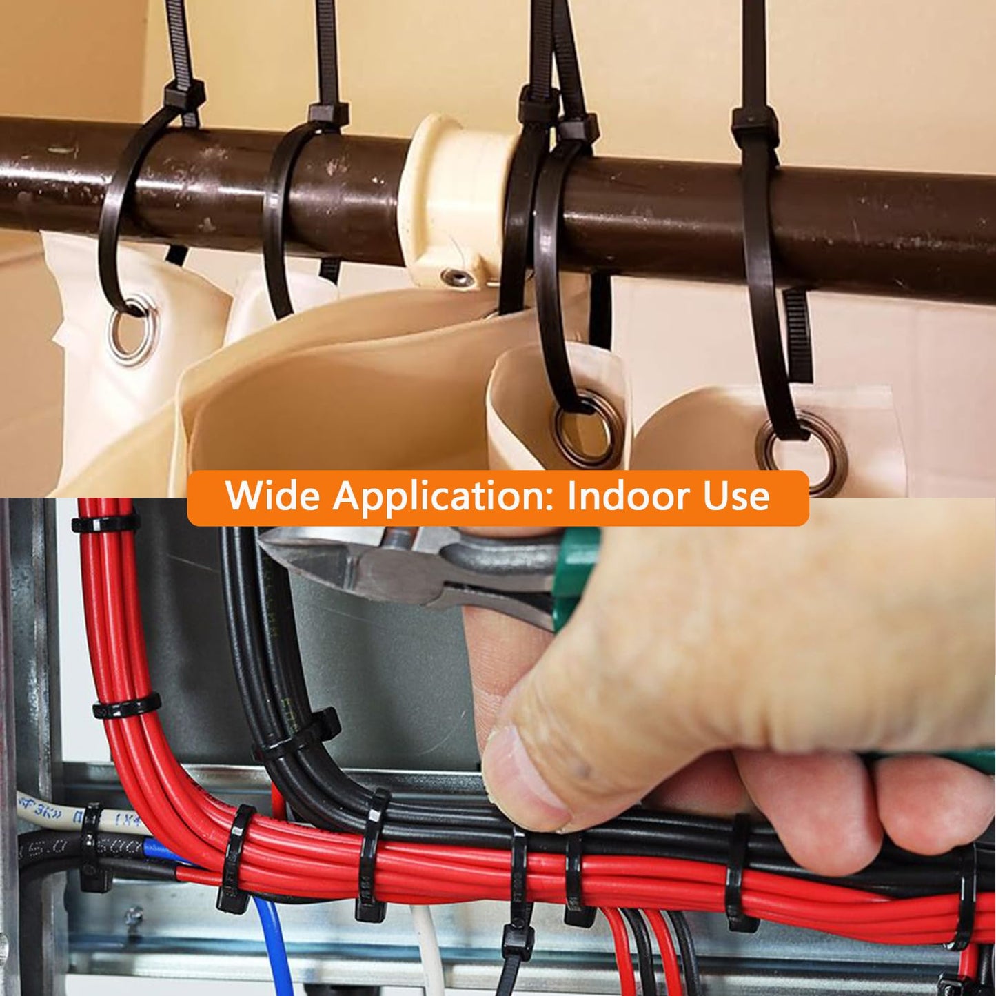 1000Pcs Black Zip Ties 6 Inch Bulk Small Cable Ties 6 In Heavy Duty Outdoor 40lbs, Mini Nylon Wire Ties 1000 Pack, Plastic Zip Tie Wraps, Zipties
