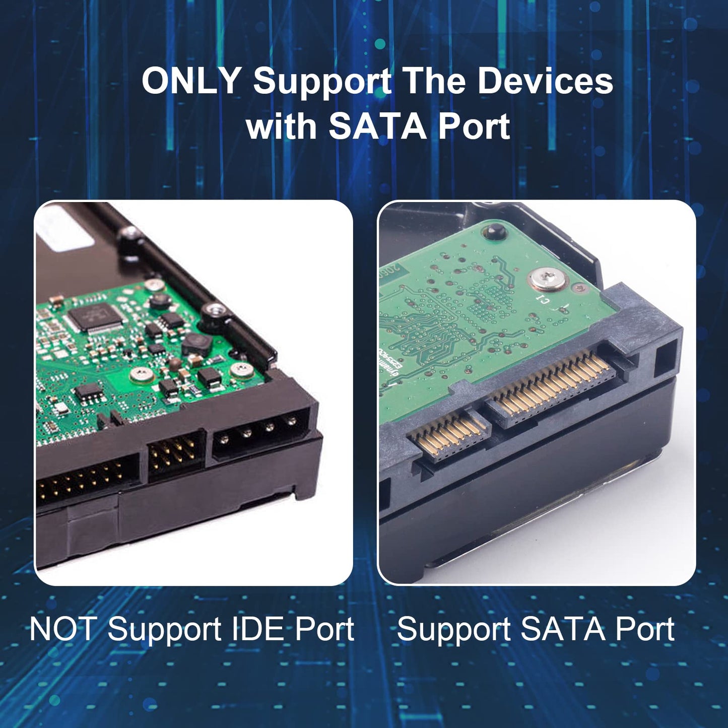 YSIUENG 2-Pack 15Pin SATA to 5 SATA Power Extension Cables Splitter for HDD/SSD - 21 Inches