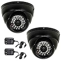 VideoSecu 2 Pack Dome 700TVL Outdoor Security Cameras 1/3" CCD Built-in IR Infrared Day Night Vision 3.6mm Lens Wide Angle for DVR CCTV Home