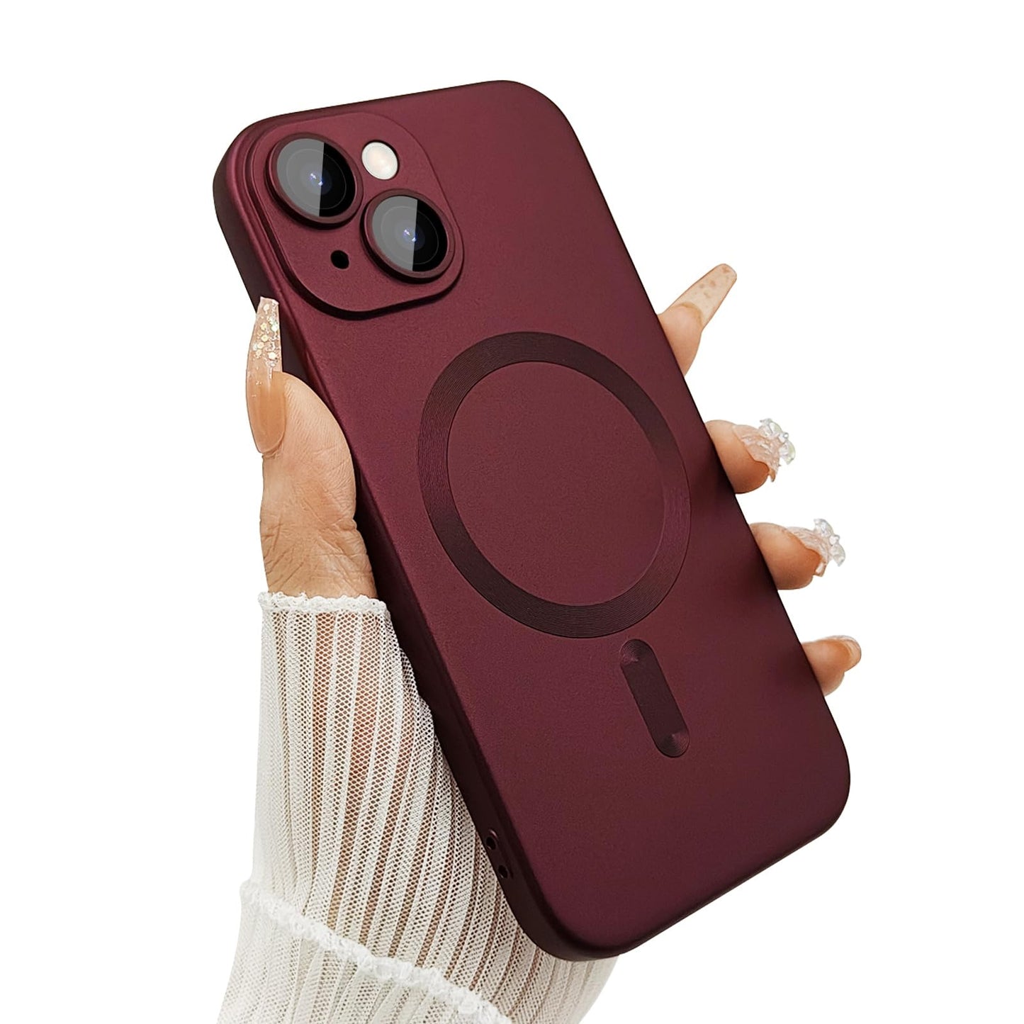 ankofave Magnetic case for iPhone 13 Phone Case for Women/Men, Matte Luxury Soft Metallic Luster Design with Camera Lens Protector, Compatible