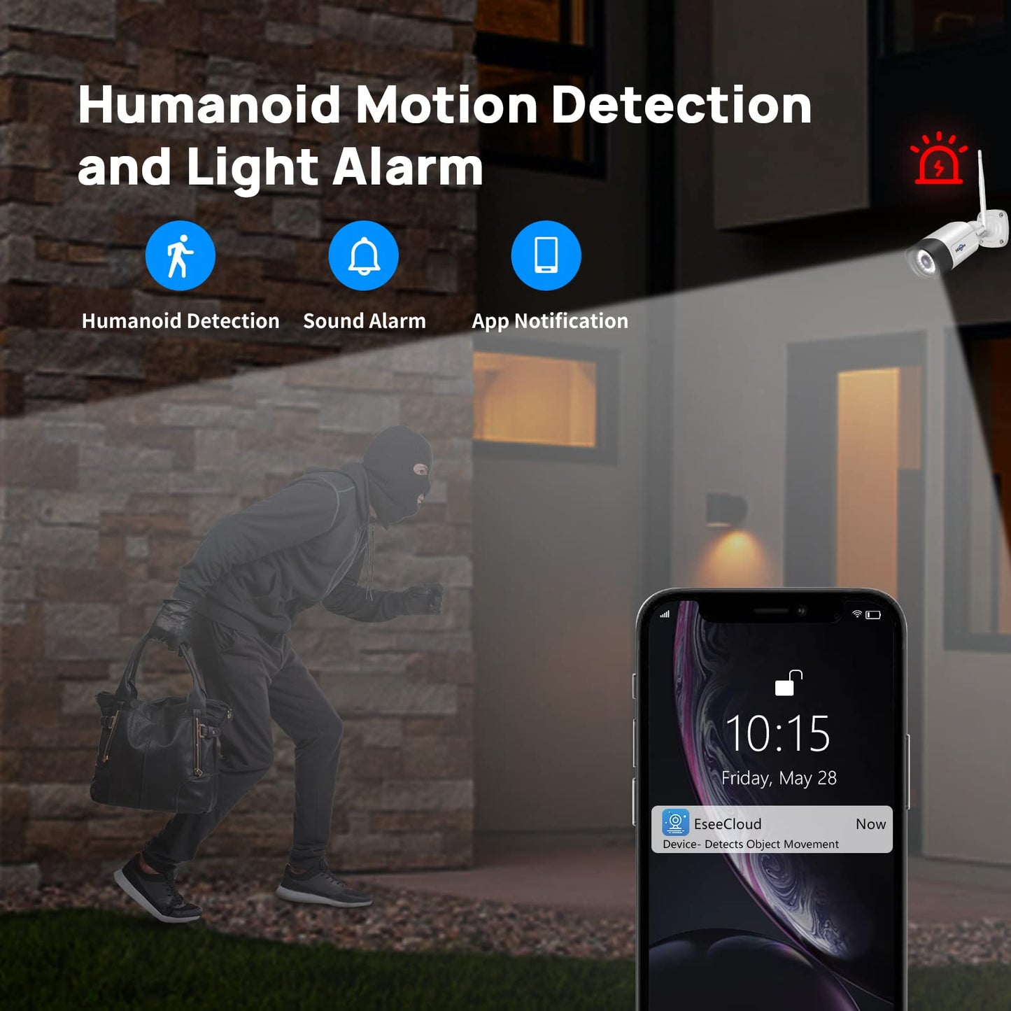 Hiseeu 2.5K 5MP WiFi Security Camera System Outdoor,Expandable 16CH 8MP NVR, 1TB HDD,Spotlight,2 Way Audio, IP66 Waterproof, Motion Alert, DC Power
