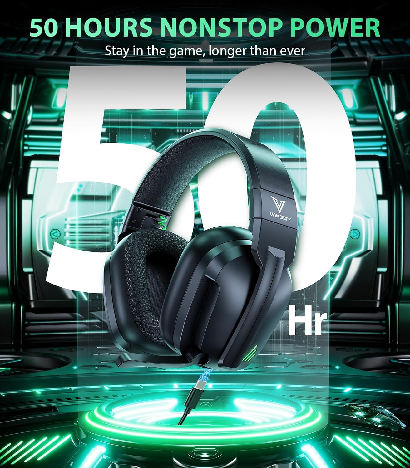 Vakedy HW11 Wireless Gaming Headset for PS5,PS4,PS4 Pro, Switch,Mac,Bluetooth 5.3 Gaming Headphones with Noise Canceling Mic,Gamer Headphones