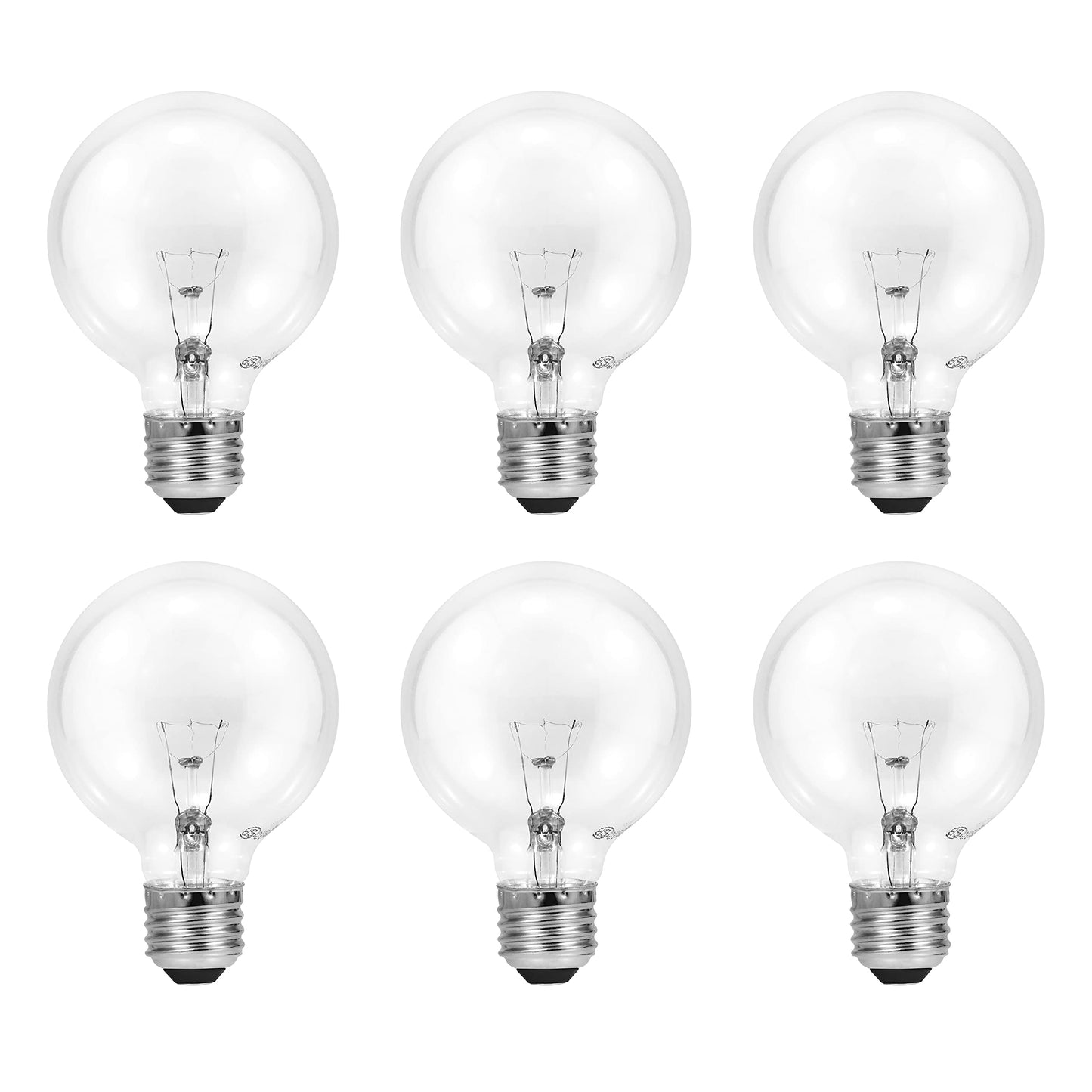 Sylvania Incandescent G25 E26 Globe 40 Watt Vanity Light Bulbs, 6 Pack