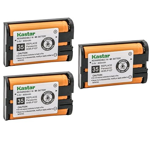 Kastar 3-Pack HHR-P107A Battery Replacement for Panasonic KX-TGA600 KXTGA600 KX-TGA600B KXTGA600B KX-TGA600M KXTGA600M KX-TGA600S KXTGA600S KX-TGA601