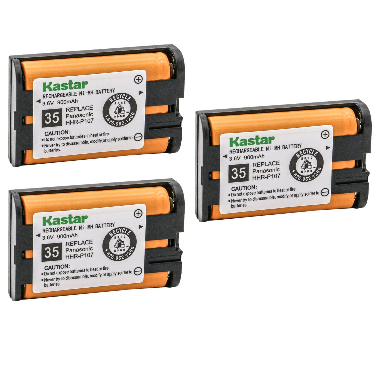 Kastar 3-Pack HHR-P107A Battery Replacement for Panasonic KX-TGA600 KXTGA600 KX-TGA600B KXTGA600B KX-TGA600M KXTGA600M KX-TGA600S KXTGA600S KX-TGA601