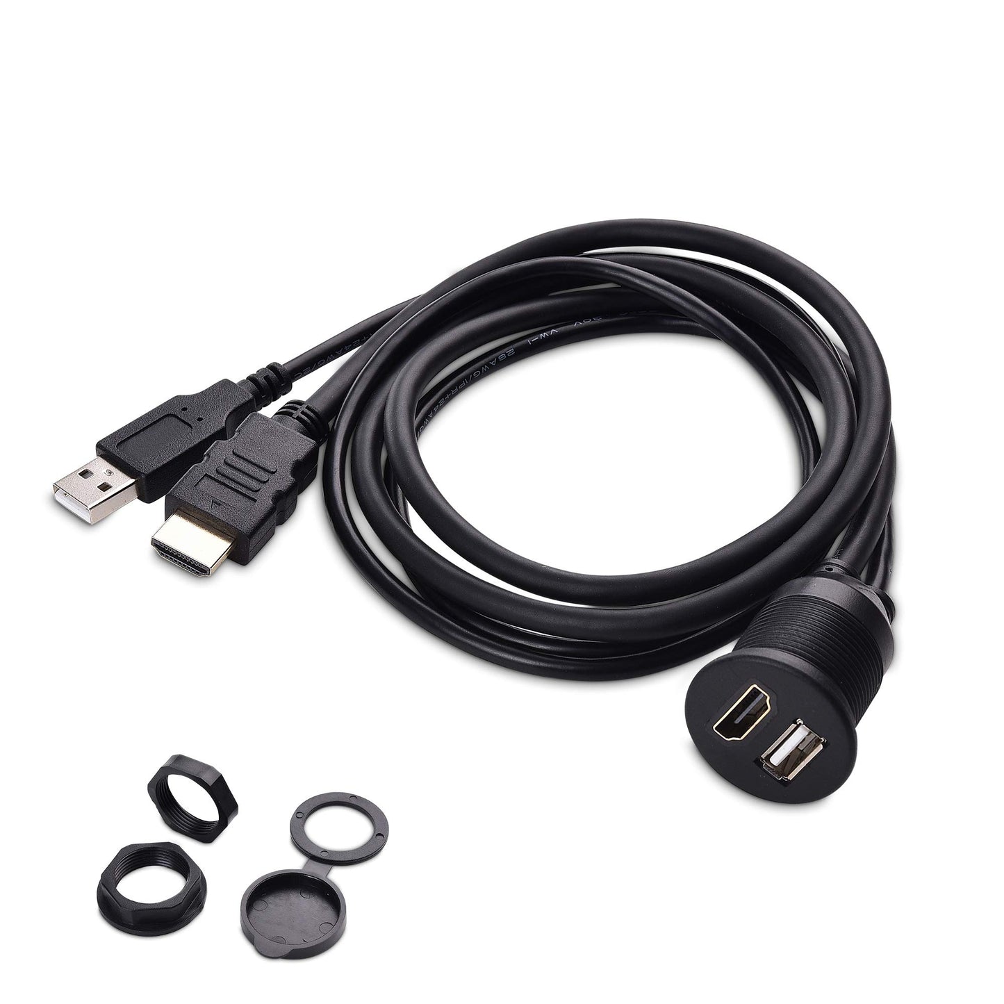 Cable Matters Car Stereo HDMI and USB Port Extender Cable/USB HDMI Car Mount Cable - 3 Feet