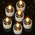 Yme Solar Tea Lights Outdoor Waterproof, 6 Pack Small Rechargeable Flameless LED Flickering Solar Candles with Dusk to Dawn Sensor, Votive Lights