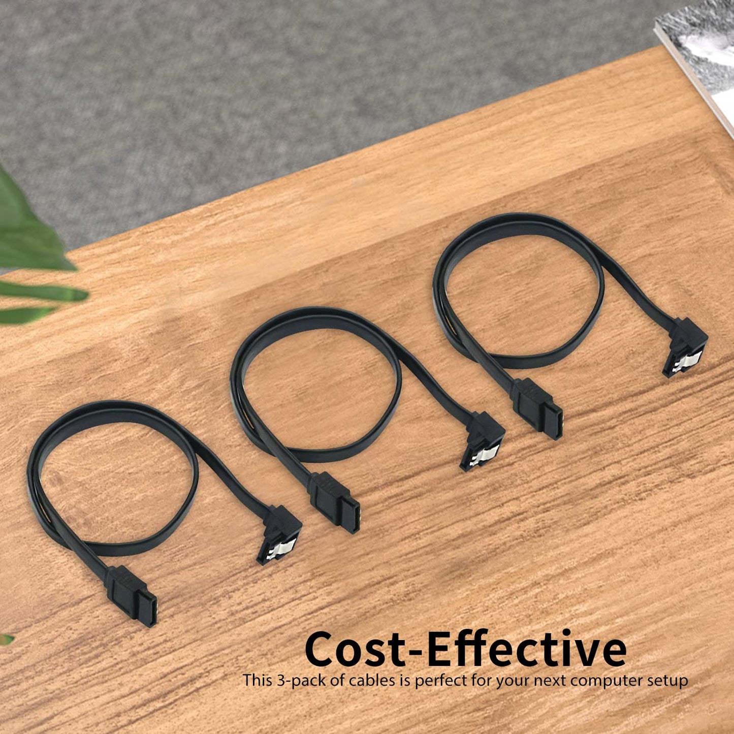 V TELESKY 6Pack Short SATA III Cable 90 Degree Right Angle and Straight? 6Gbps Cable with Locking Latch for HDD/SSD/CD and DVD Drives ?40cm