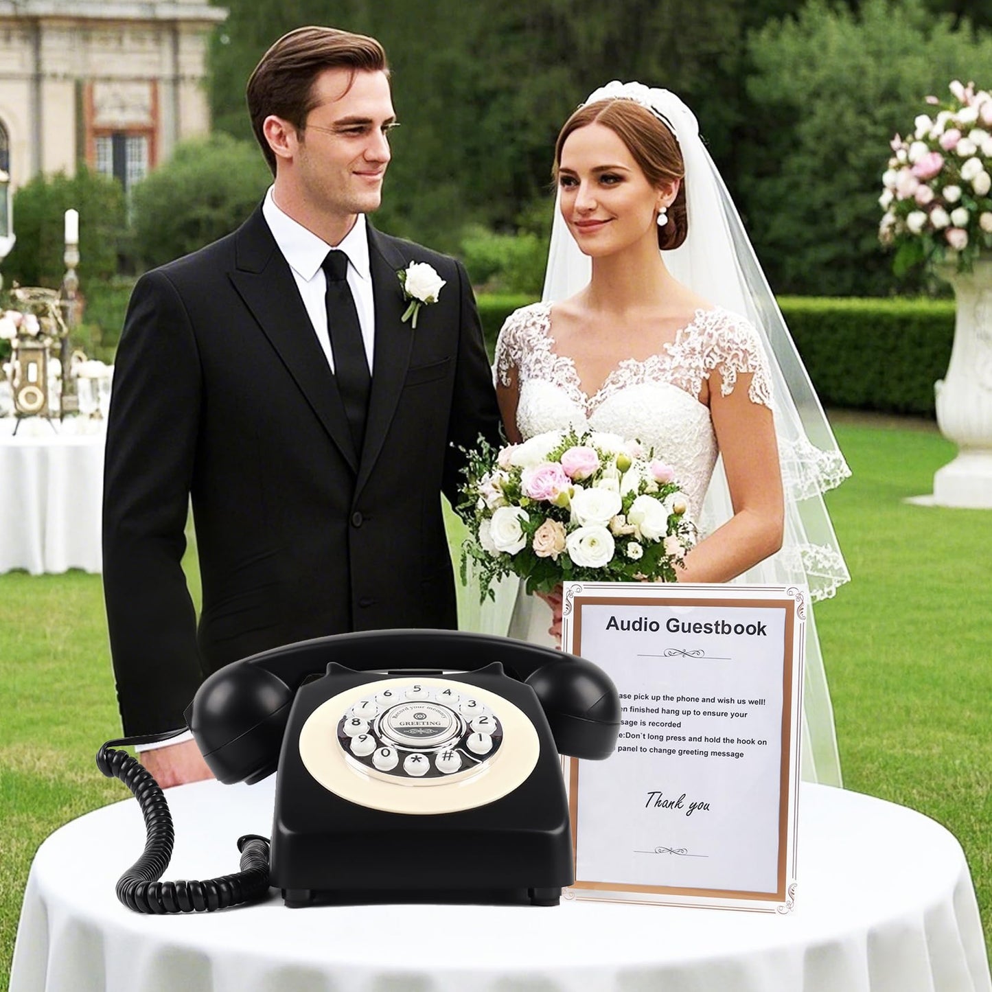 TelPal Voice Recording Audio Guest Book - Guest Book Phone for Weddings, Bridal Showers, Anniversaries | Retro Telephone Voice Recorder | USB