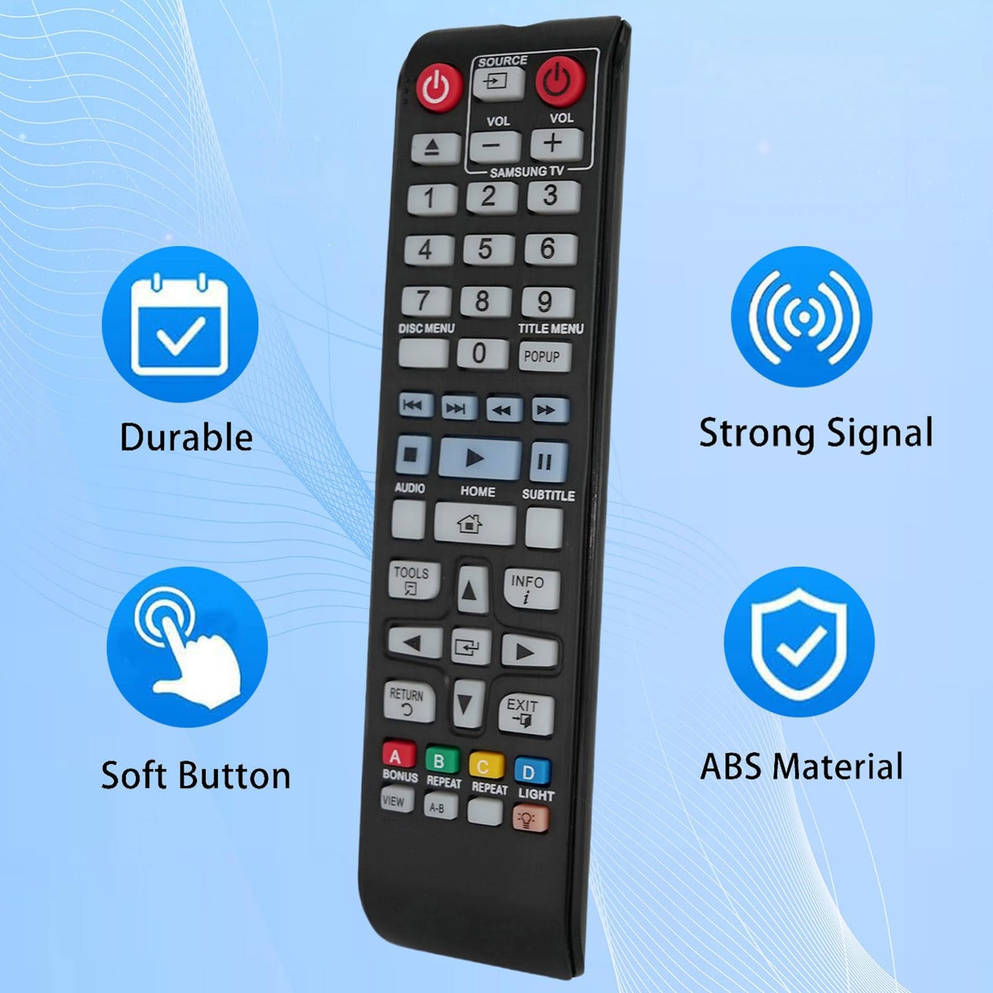 Replacement Remote Controller fit for BD-HM57C BD-F5100 BD-H6500/ZA BD-F5100/ZX Samsung DVD Blu-Ray Player