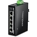 TRENDnet 5-Port Industrial Fast Ethernet DIN-Rail Switch, TI-E50, 5 x Fast Ethernet Ports, IP50 Rated, Extreme Temperature Operating Range, 1Gbps