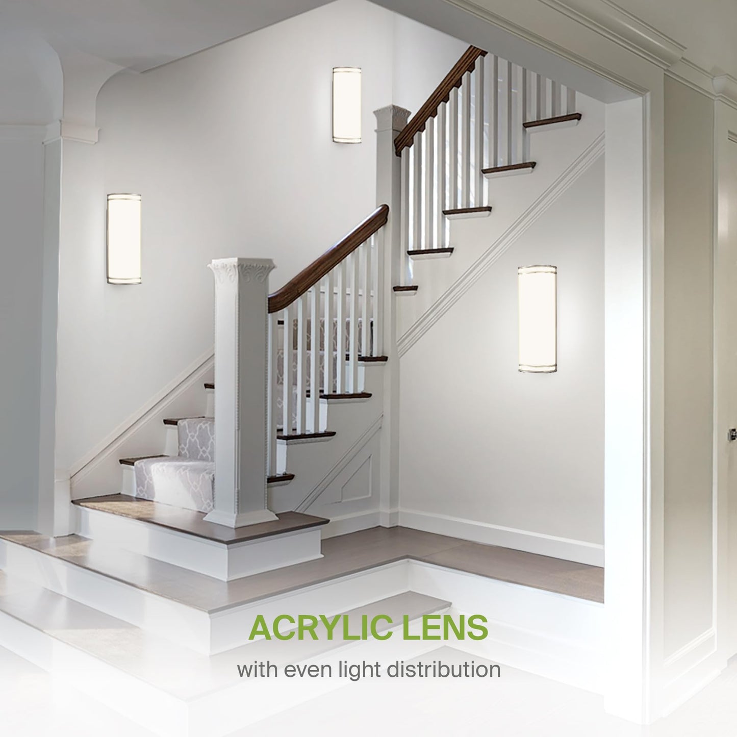 ASD LED Indoor Wall Mount Light Fixture - 18 Inch 25W Modern Interior Nickel Dimmable Wall Sconce Light - ETL 3000K 4000K 5000K Adjustable - Hallway