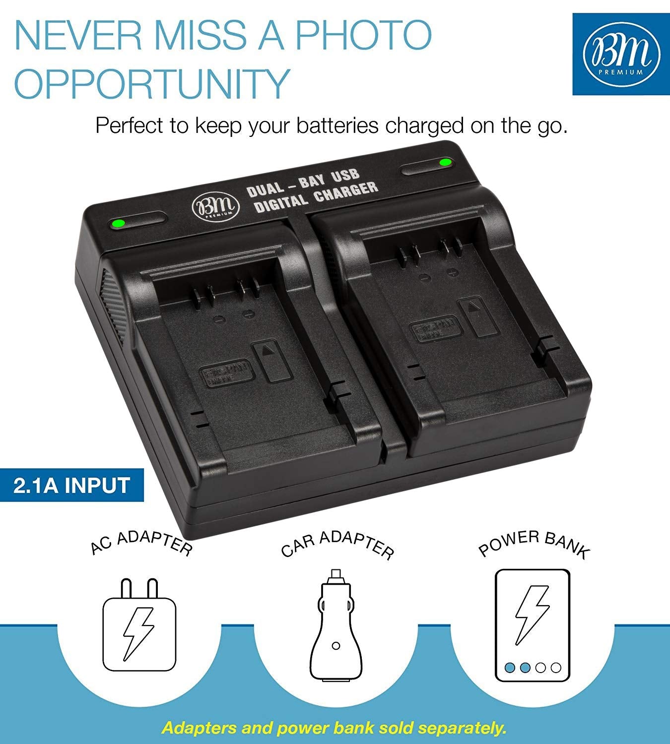 BM Premium 2 Pack of DMW-BMB9 Batteries and Dual Bay Battery Charger for Panasonic Lumix DC-FZ80, DC-FZ80D, DMC-FZ40K, DMC-FZ45K, DMC-FZ47K