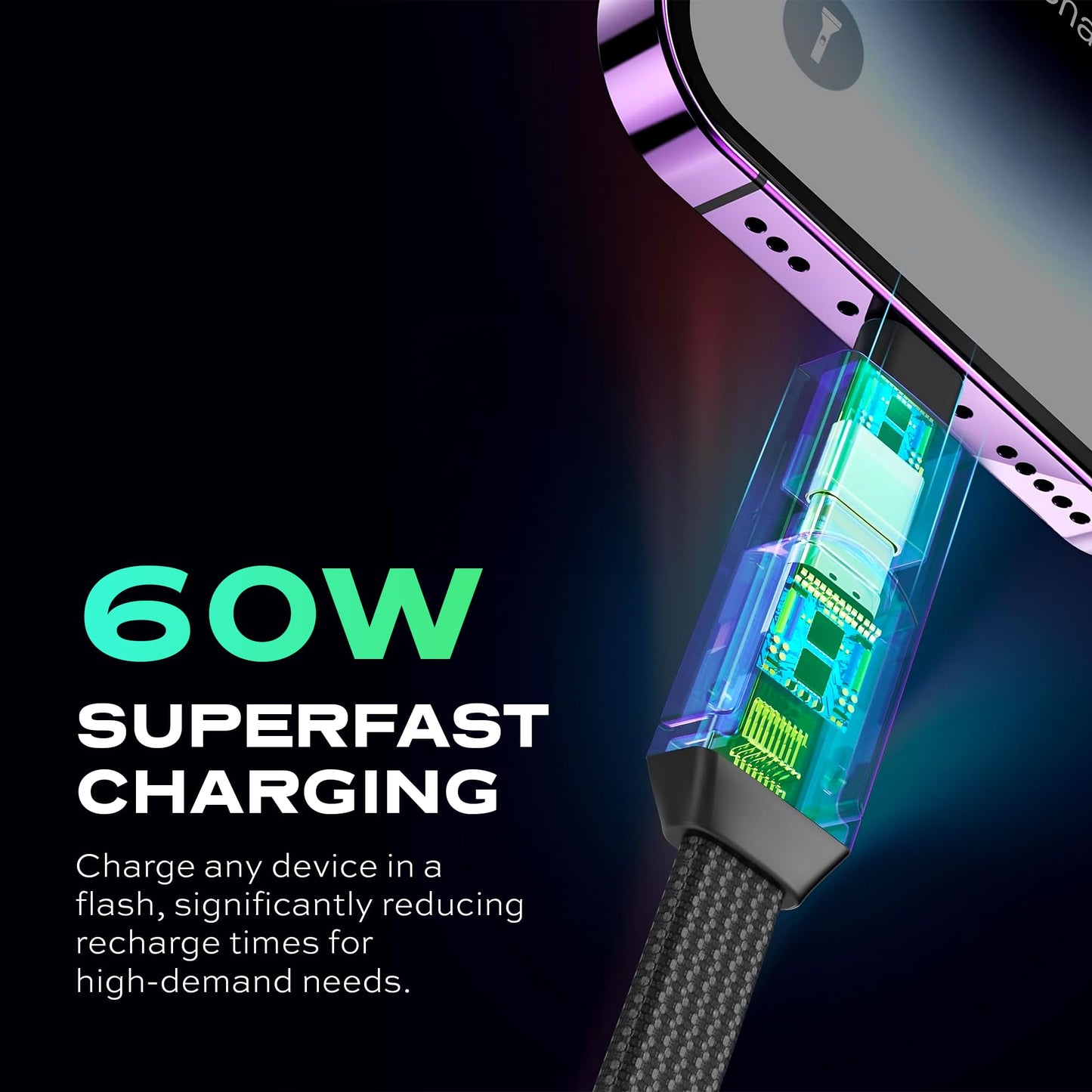 Statik HexCharge Keychain Charger Cable - Portable 4 in 1 Charging Cable Key Ring, 60W Fast Charging, Universal Multi Charging, Compatible