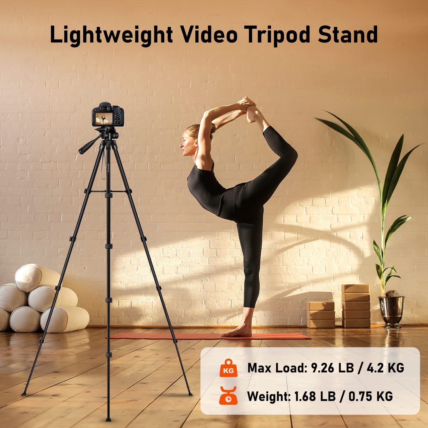 JOILCAN Camera Tripod, 68" Tablet Tripod Stand for Phone Cameras, Travel Tripods Compatible with iPad iPhone DSLR SLR Projector, Cell Phone Tripods
