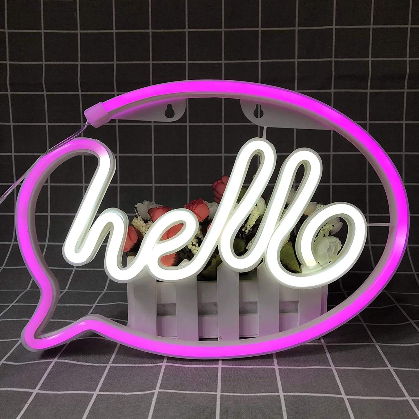 Hello Neon Signs, Sundecor USB Charging/Battery LED Neon Decorative Lights Neon Sign Decor Light Art Wall Decor Neon Light for Kids Room,Bar