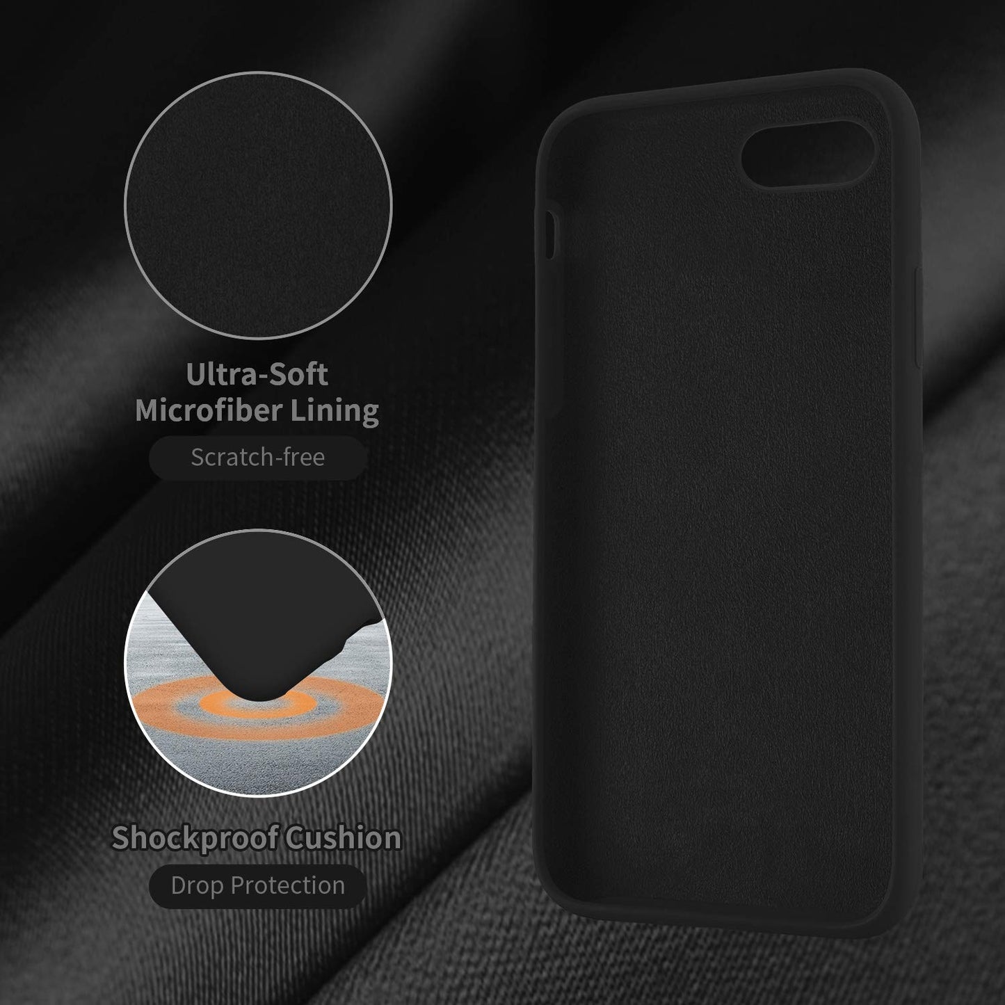 Cordking Designed for iPhone SE Case 2022/2020, Designed for iPhone 7 8 Case, Silicone Slim Shockproof Phone Case with [Soft Microfiber Lining], 4.7