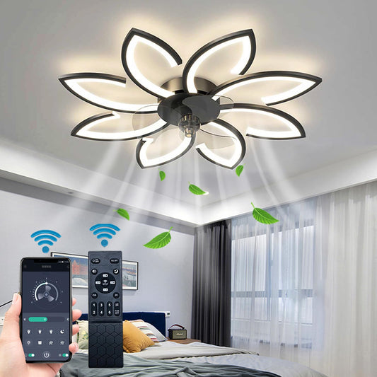 BESKETIE 35'' Bladeless Ceiling Fan with Lights Remote Control, Modern Low Profile Ceiling Fans with Lights, Dimmable 3 Color 6 Speeds Flush Mount LED